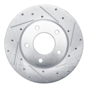 Mazda 626 Brake Rotor (1) - Front Right - R1 Concepts - Drilled & Slotted - Silver - `92-`03